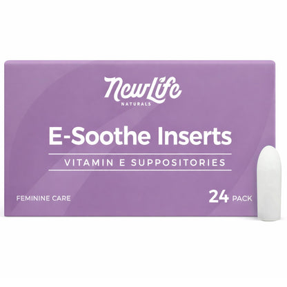 NewLife Naturals Vitamin E Vaginal Suppositories 38IU ESoothe - Moisture & Hydration Support - All Natural Estrogen Free Feminine Care - 24 Inserts - Maple Wellness Supplements