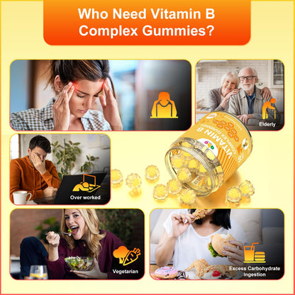 NEWOLITE Vitamin B Complex Gummies for Adult Kid-Pineapple Flavor-Chewable Supplement with 8 Essential B Vitamins - Maple Wellness Supplements