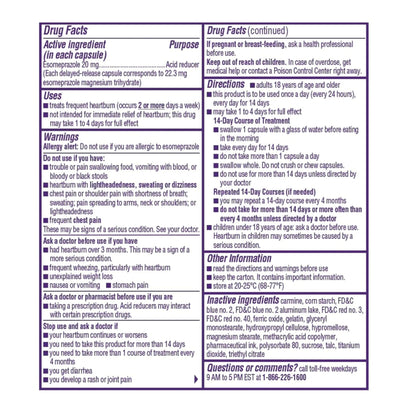 Nexium 24HR ClearMinis Acid Reducer Heartburn Relief Delayed Release Capsules for All-Day and All-Night Protection from Frequent Heartburn, Heartburn Medicine with Esomeprazole Magnesium - 42 Count - Maple Wellness Supplements