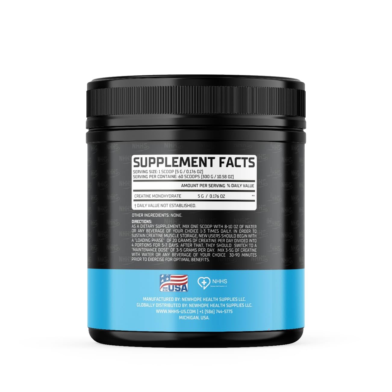 NHHS Micronized Creatine Monohydrate – Supports Strength & Muscle Performance | Ultra-Pure, Unflavored, 60 Servings, 300 Grams – Made in USA, Gluten-Free, Non-GMO - Maple Wellness Supplements