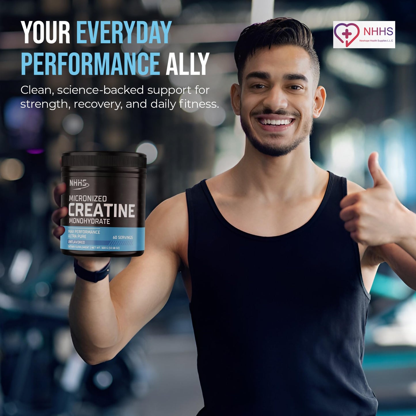 NHHS Micronized Creatine Monohydrate – Supports Strength & Muscle Performance | Ultra-Pure, Unflavored, 60 Servings, 300 Grams – Made in USA, Gluten-Free, Non-GMO - Maple Wellness Supplements