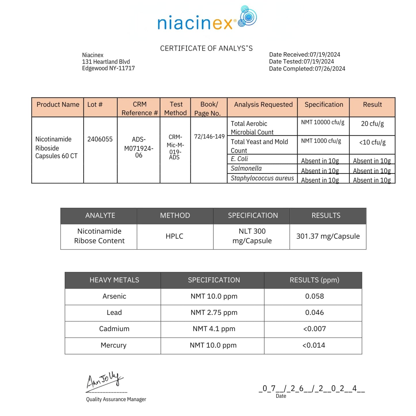 Niacinex NAD+ Supplement - 600mg Pure Nicotinamide Riboside (NR) - Healthy Aging, Mental Clarity & Energy Booster - Cell Regeneration Supplements for Women and Men - 60 NAD Plus Capsules - Made in USA - Maple Wellness Supplements