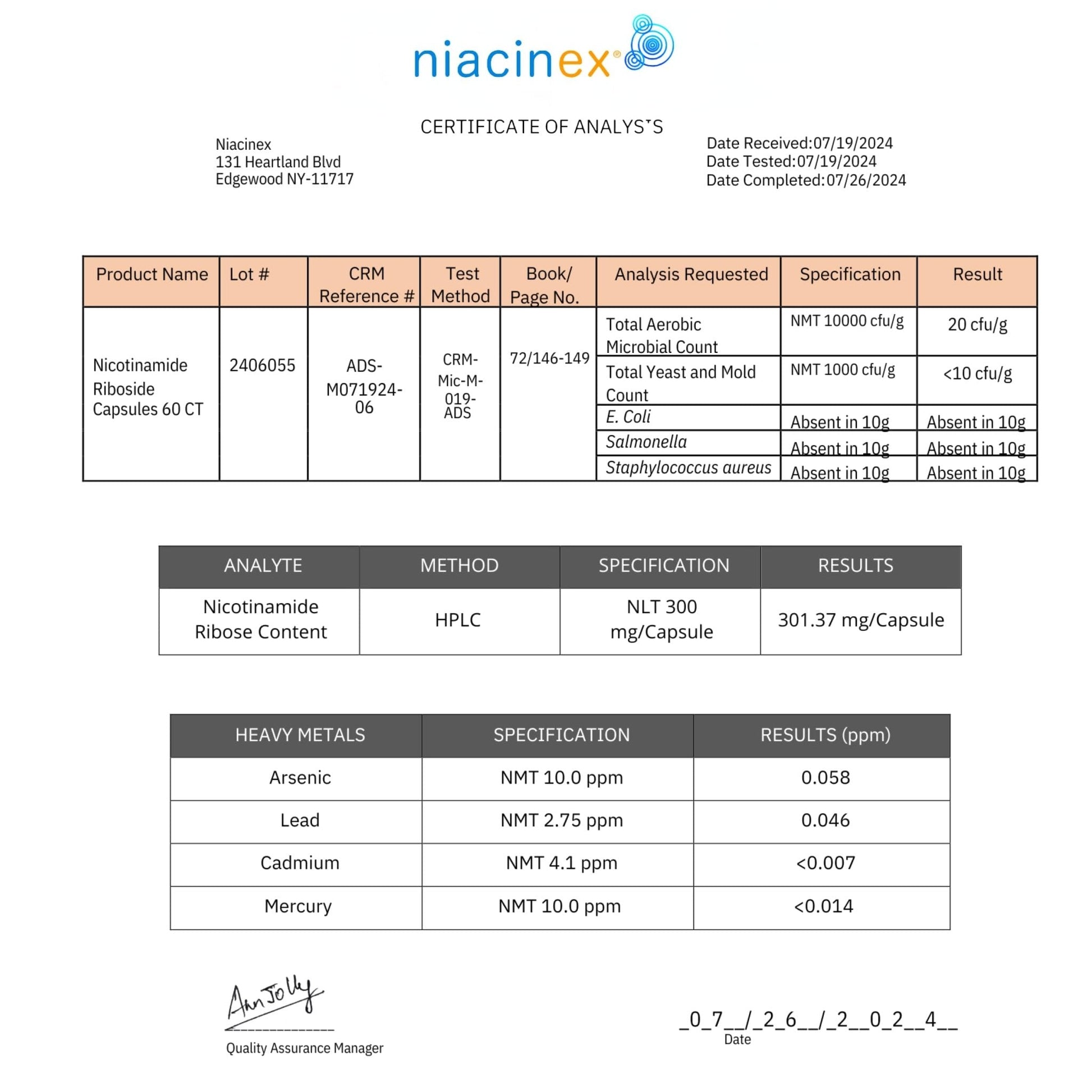 Niacinex NAD+ Supplement - 600mg Pure Nicotinamide Riboside (NR) - Healthy Aging, Mental Clarity & Energy Booster - Cell Regeneration Supplements for Women and Men - 60 NAD Plus Capsules - Made in USA - Maple Wellness Supplements