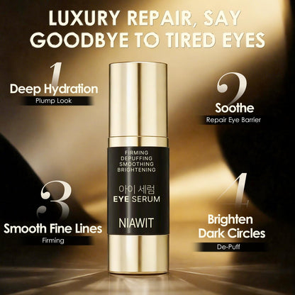 NIAWIT Eye Serum – Anti-Fatigue Eye Care for Dark Circles, Puffiness & Fine Lines with Niacinamide, Peptides & Caffeine – Gentle Clean Beautiful for Daily Use Around the Delicate Eye Area - Maple Wellness Supplements