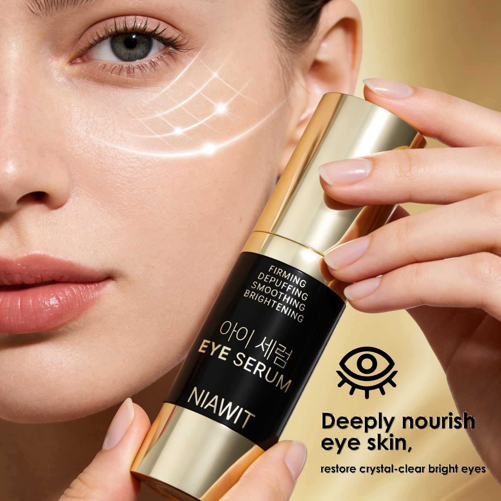 NIAWIT Eye Serum – Anti-Fatigue Eye Care for Dark Circles, Puffiness & Fine Lines with Niacinamide, Peptides & Caffeine – Gentle Clean Beautiful for Daily Use Around the Delicate Eye Area - Maple Wellness Supplements