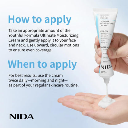 NIDA Youthful Formula™ Ultimate Moisturizing Cream | Centella Asiatica, Niacinamide, Hyaluronic Acid, Collagen | Wrinkles, Fine Lines - Maple Wellness Supplements