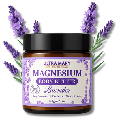 Nighttime Magnesium Cream for Pain, Nerve & Leg Cramps - Magnesium Body Butter for Sleep with Shea Butter, Jojoba Oil, Coconut Extract & Dandelion - Lavender Magnesium Lotion for Kids - 4.23oz - Maple Wellness Supplements