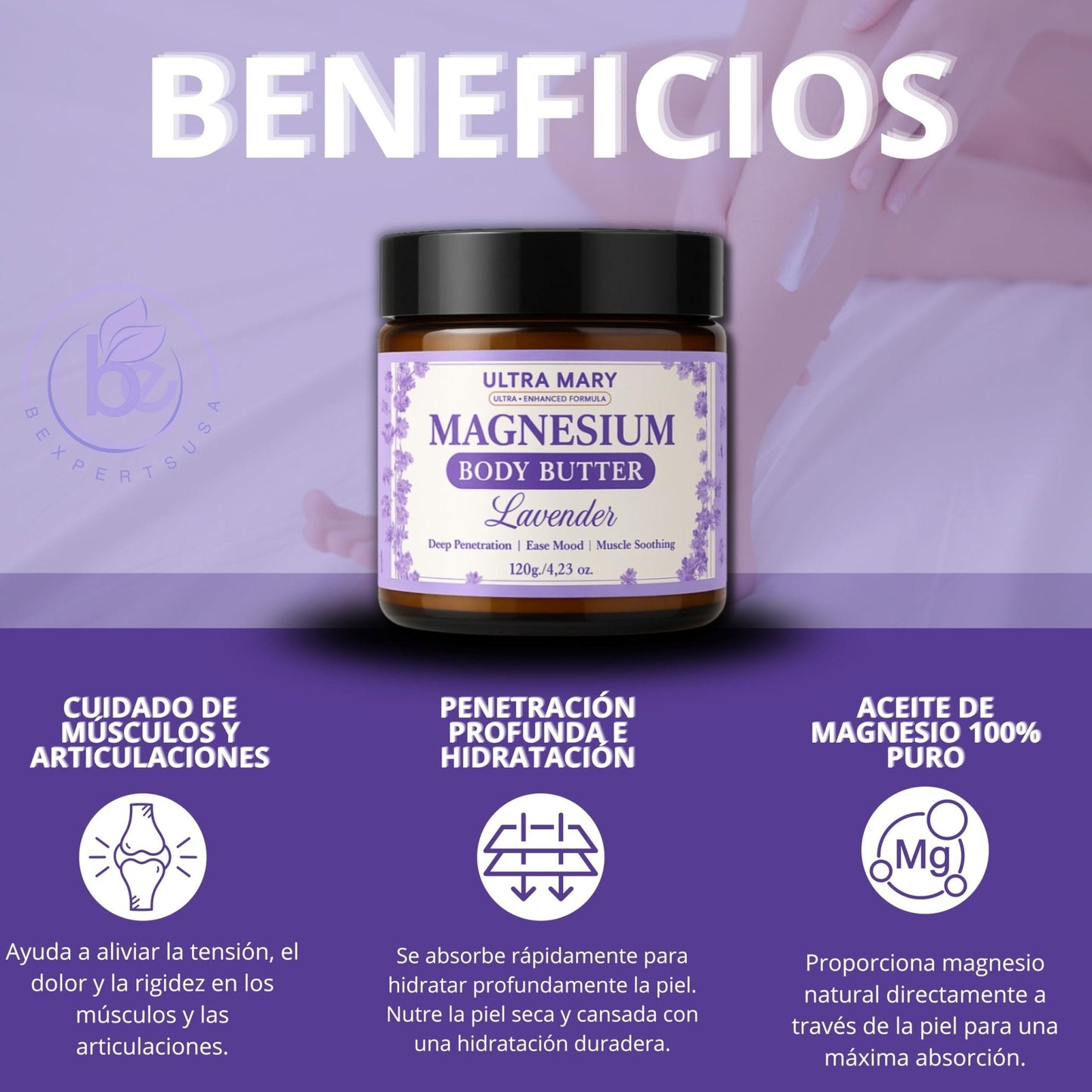 Nighttime Magnesium Cream for Pain, Nerve & Leg Cramps - Magnesium Body Butter for Sleep with Shea Butter, Jojoba Oil, Coconut Extract & Dandelion - Lavender Magnesium Lotion for Kids - 4.23oz - Maple Wellness Supplements