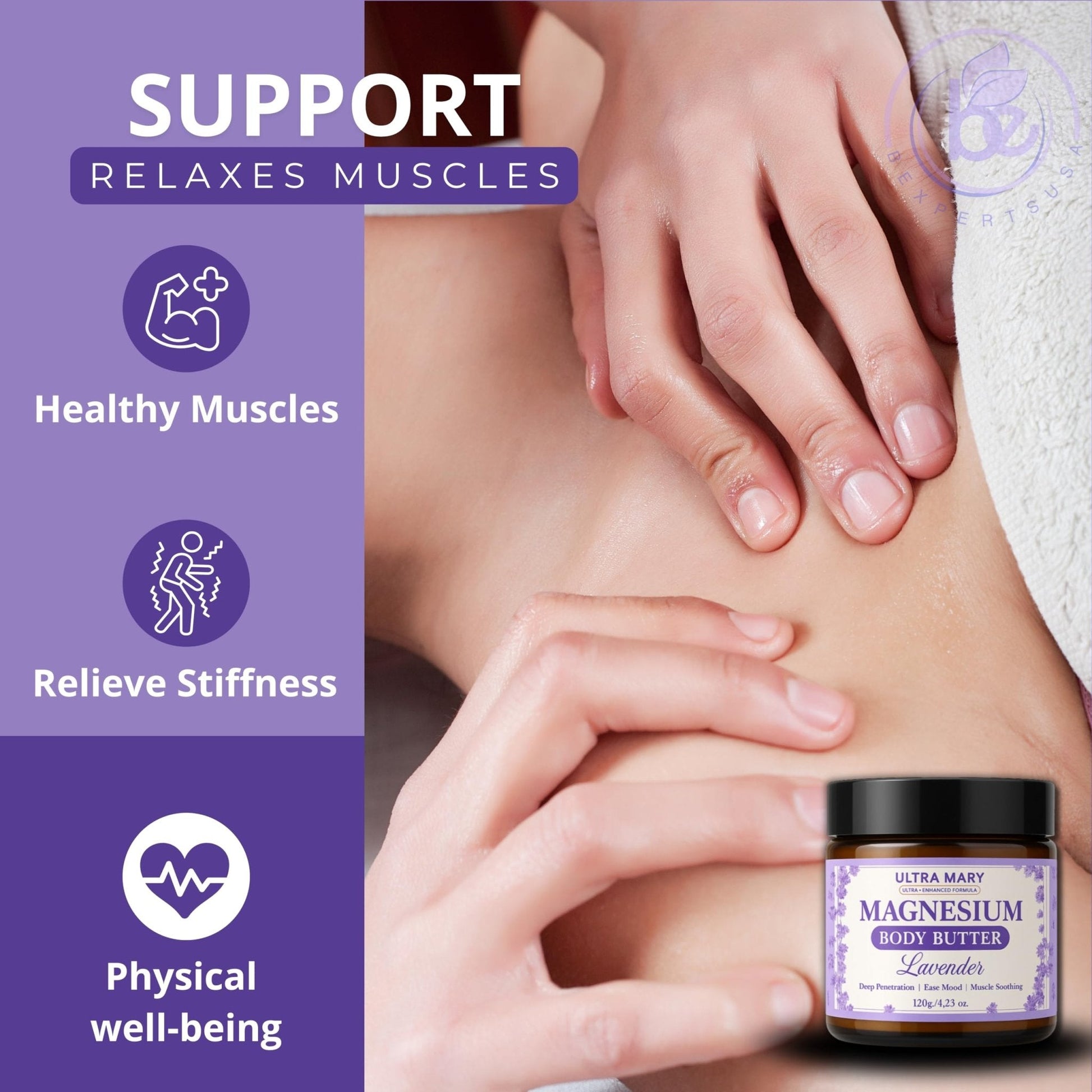 Nighttime Magnesium Cream for Pain, Nerve & Leg Cramps - Magnesium Body Butter for Sleep with Shea Butter, Jojoba Oil, Coconut Extract & Dandelion - Lavender Magnesium Lotion for Kids - 4.23oz - Maple Wellness Supplements