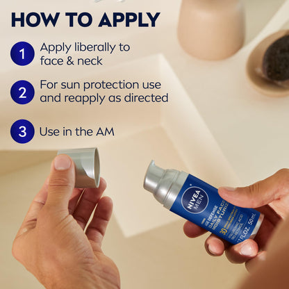 NIVEA MEN Age Defense Daily Face Moisturizer with Broad Spectrum SPF 30 Sunscreen, Pro-Retinol and Hyaluronic Acid, Beard-Friendly - Maple Wellness Supplements