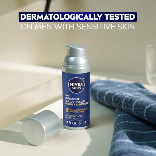 NIVEA MEN Age Defense Daily Face Moisturizer with Broad Spectrum SPF 30 Sunscreen, Pro-Retinol and Hyaluronic Acid, Beard-Friendly - Maple Wellness Supplements