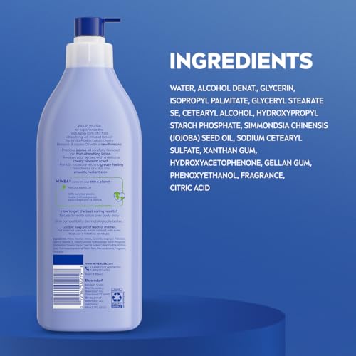 NIVEA Oil Infused Cherry Blossom and Jojoba Oil Body Lotion for Women, Fast-Absorbing and Non-Greasy Cherry Blossom Scented - Maple Wellness Supplements