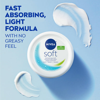 NIVEA Soft Refreshingly Soft Moisturizing Cream, Lightweight Body Moisturizer for Face, Body and Hands, Body Cream Enriched - Maple Wellness Supplements