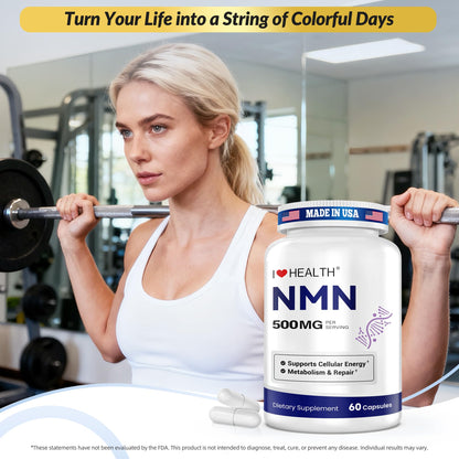 NMN 500MG Per Capsule – High Purity 99.9% NMN, NAD+ Support for Cellular Energy & Healthy Aging, 60 Capsules, Third-Party Tested, cGMP Made in USA - Maple Wellness Supplements