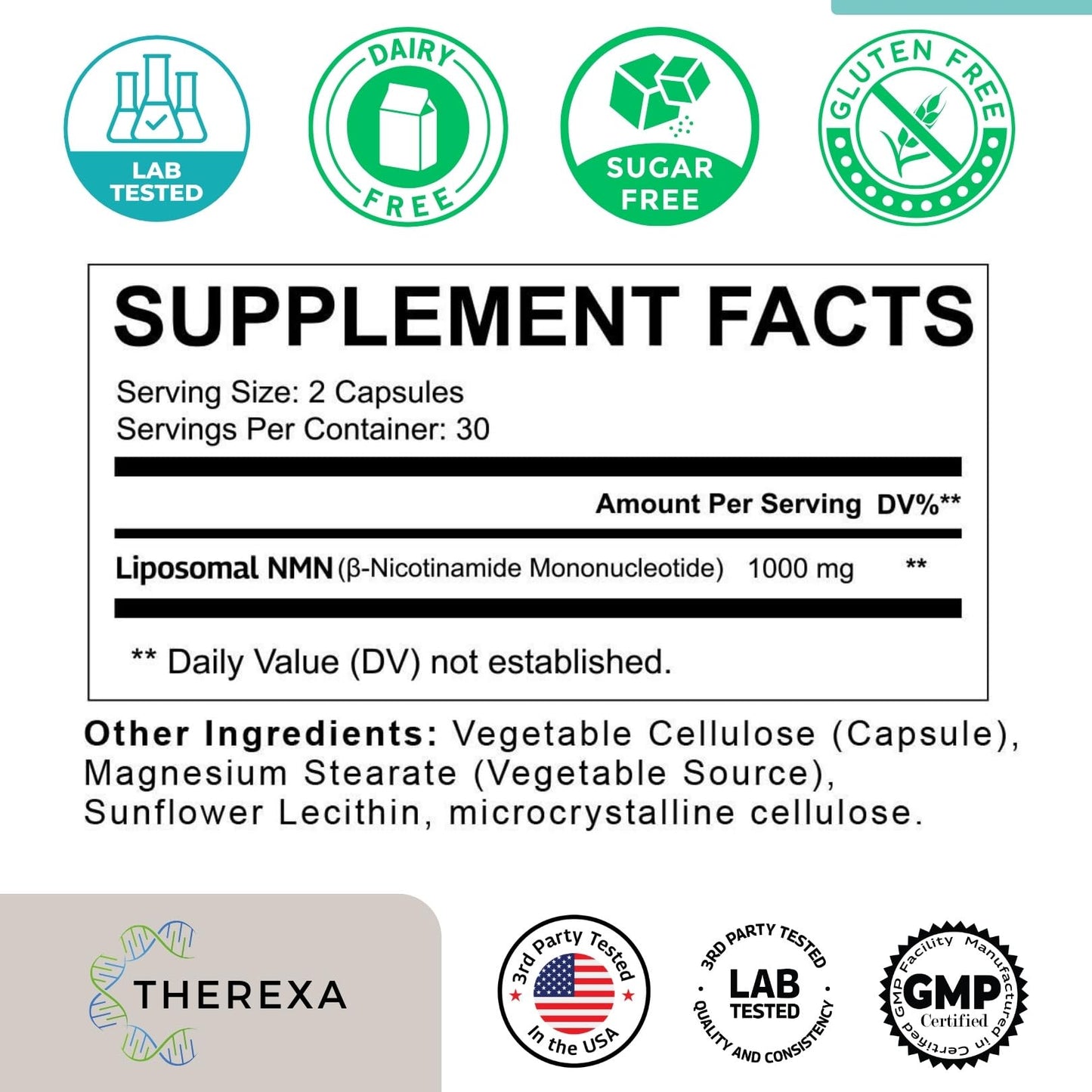 NMN Supplement 1000mg Pure - Liposomal NMN for NAD+ Supplement, Tested in USA, 60 Capsules - Maple Wellness Supplements