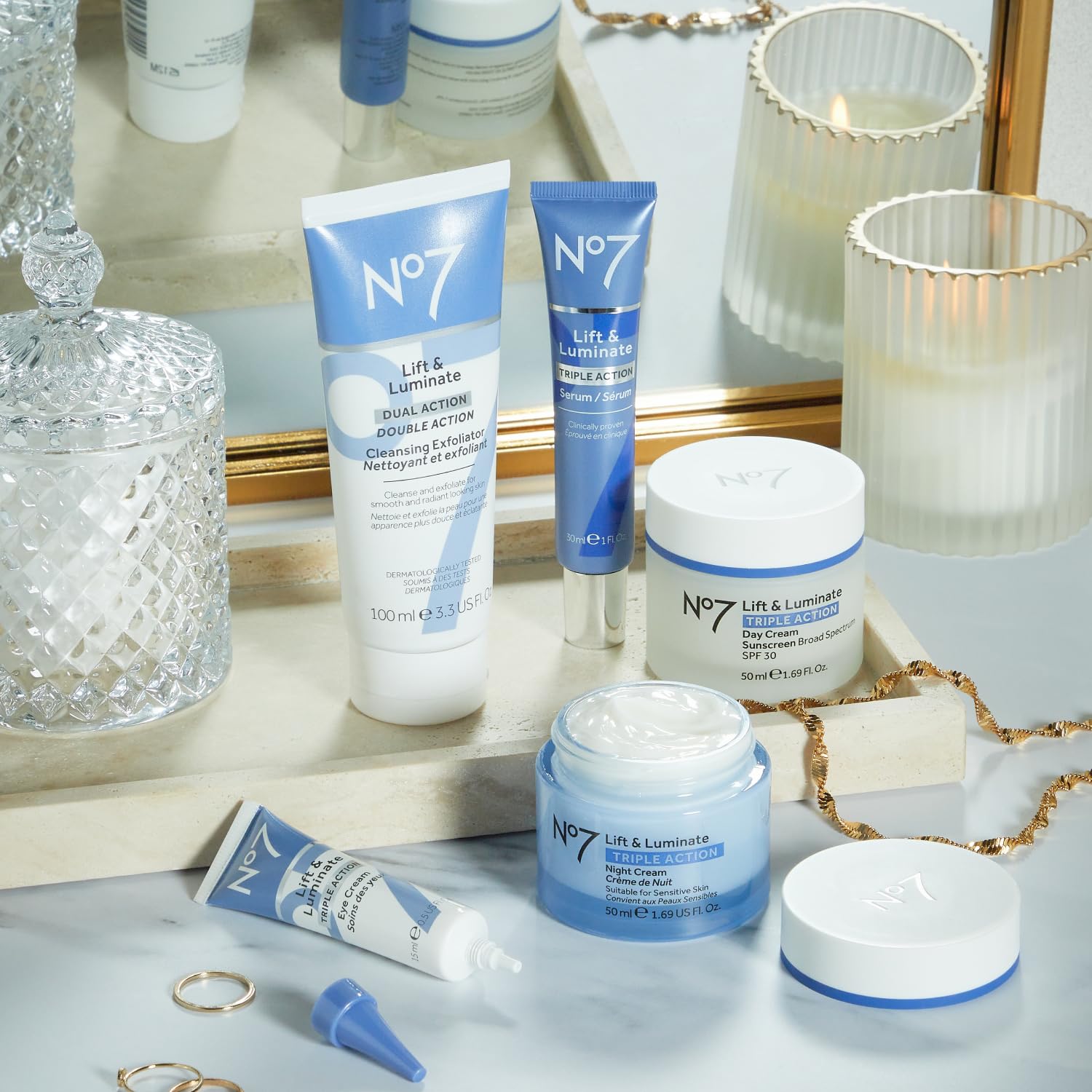 No7 Lift & Luminate Dual Action Cleansing & Exfoliating Face Wash - Gentle Face Exfoliator with Vitamin C, E & B5 - Maple Wellness Supplements