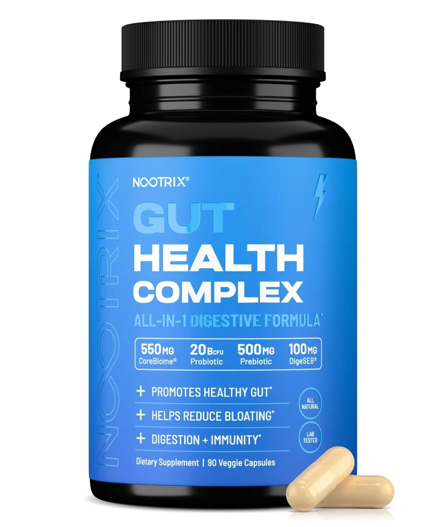 Nootrix Health Complex Supplement | Probiotics for Gut Health, Colon Cleanse & Bloating Relief | Promotes Healthy Digestion | Digestive Enzymes, Postbiotics & Prebiotics | 90 Capsules - Maple Wellness Supplements