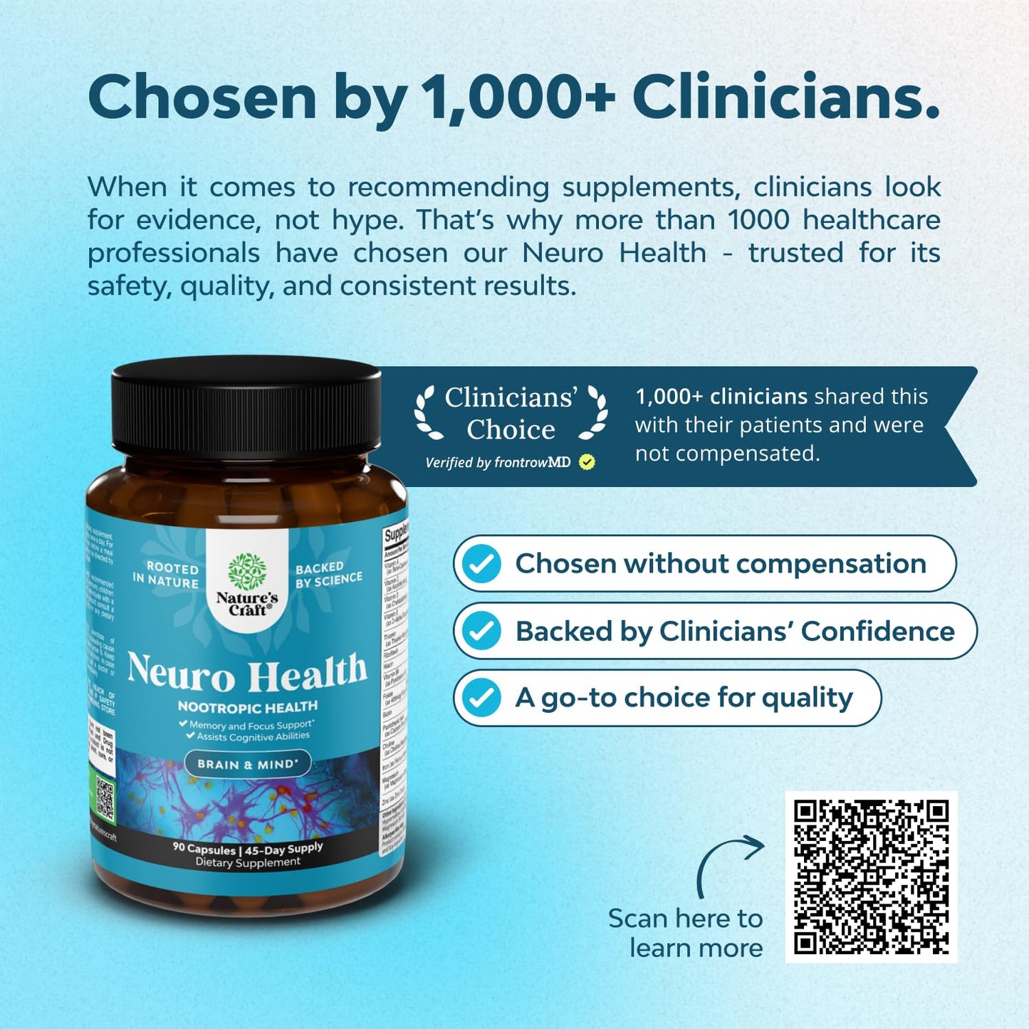 Nootropic Brain Supplement for Memory and Focus Support - Vitamins for Mental Support & Clarity with Bacopa Monnieri, VIT A, B6, Riboflavin, Niacin - Maple Wellness Supplements