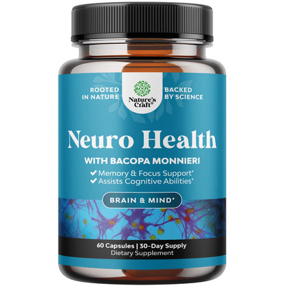 Nootropic Brain Supplement for Memory and Focus Support - Vitamins for Mental Support & Clarity with Bacopa Monnieri, VIT A, B6, Riboflavin, Niacin, Thiamin & Folate - Maple Wellness Supplements