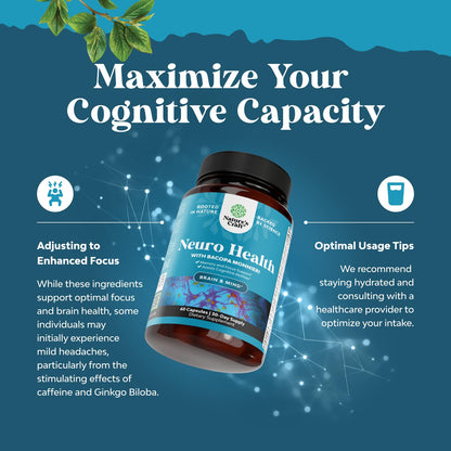 Nootropic Brain Supplement for Memory and Focus Support - Vitamins for Mental Support & Clarity with Bacopa Monnieri, VIT A, B6, Riboflavin, Niacin, Thiamin & Folate - Maple Wellness Supplements