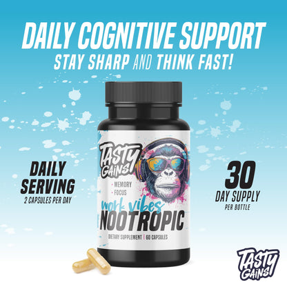 Nootropic Brain Supplement for Memory and Focus - Vitamin for Mental Health & Brain Health with L-Theanine, Rhodiola Rosea & Phosphatidylserine - Memory, Mental Clarity & Cognitive Improvement - 60 Ct - Maple Wellness Supplements