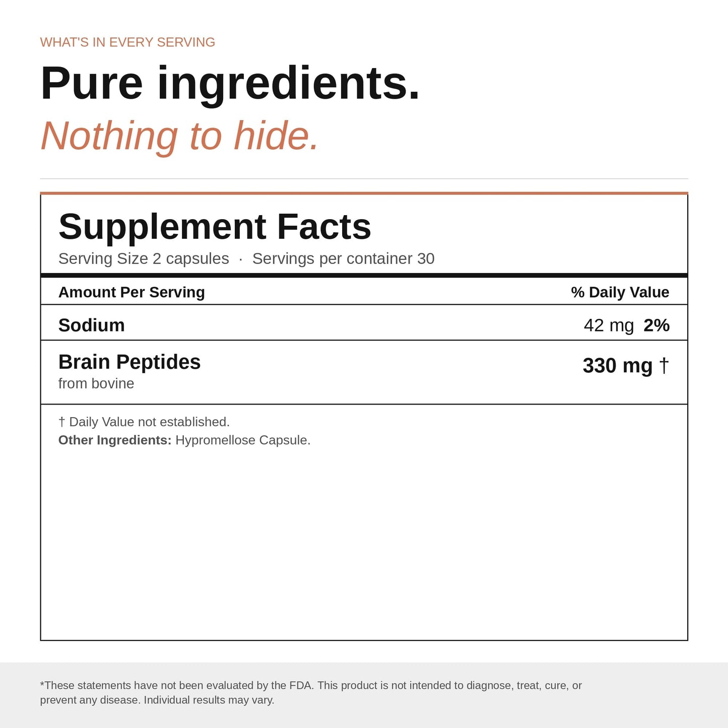 Nootropic Brain Supplement – Grass-Fed Bovine Brain Peptides for Focus, Memory & Mental Clarity – Ancestral Cognitive Support – Argentine Pasture-Raised, Non-GMO – 60 Capsules - Maple Wellness Supplements