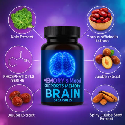 Nootropic Brain Supplements for Memory and Focus, Cognitive Support Formula with B Vitamins, Folate & Dihydromyricetin – Mental Clarity & Daily Performance, 60 Capsules (1) - Maple Wellness Supplements