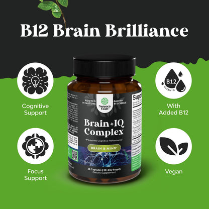 Nootropic Memory Supplement for Brain Support - Memory Pills for Brain Boost and Natural Energy Booster - Vitamin B 12 Bacopa Monnieri Rhodiola Rosea DMAE Ginkgo Biloba Phosphatidylserine Supplement - Maple Wellness Supplements