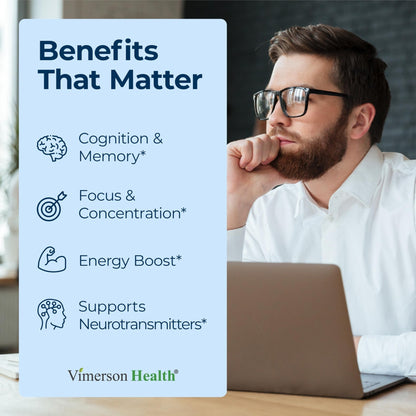 Nootropics Brain Support Supplement - Nootropic Brain Booster for Improved Focus, Concentration & Memory. Brain Nootropic for Brain Health, Mood & Energy Support. Non-GMO. Made in the USA. 60 Capsules - Maple Wellness Supplements