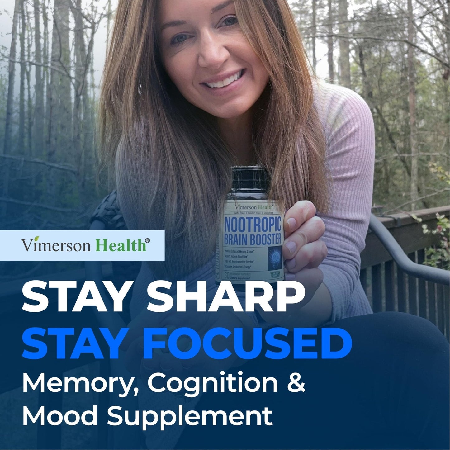 Nootropics Brain Support Supplement - Nootropic Brain Booster for Improved Focus, Concentration & Memory. Brain Nootropic for Brain Health, Mood & Energy Support. Non-GMO. Made in the USA. 60 Capsules - Maple Wellness Supplements