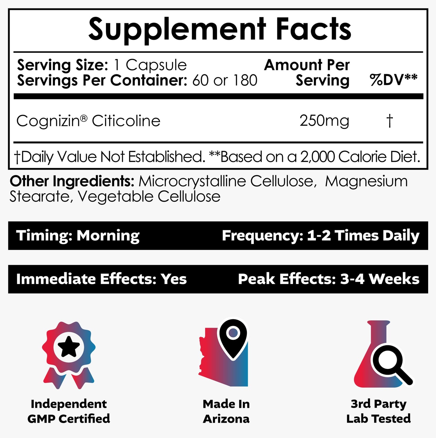 Nootropics Depot Cognizin Citicoline Capsules | 60 Count | Choline Supplement | Brain Health Supplement | Regulates Memory and Cognitive Function | Supports Attention, Focus and Recall - Maple Wellness Supplements