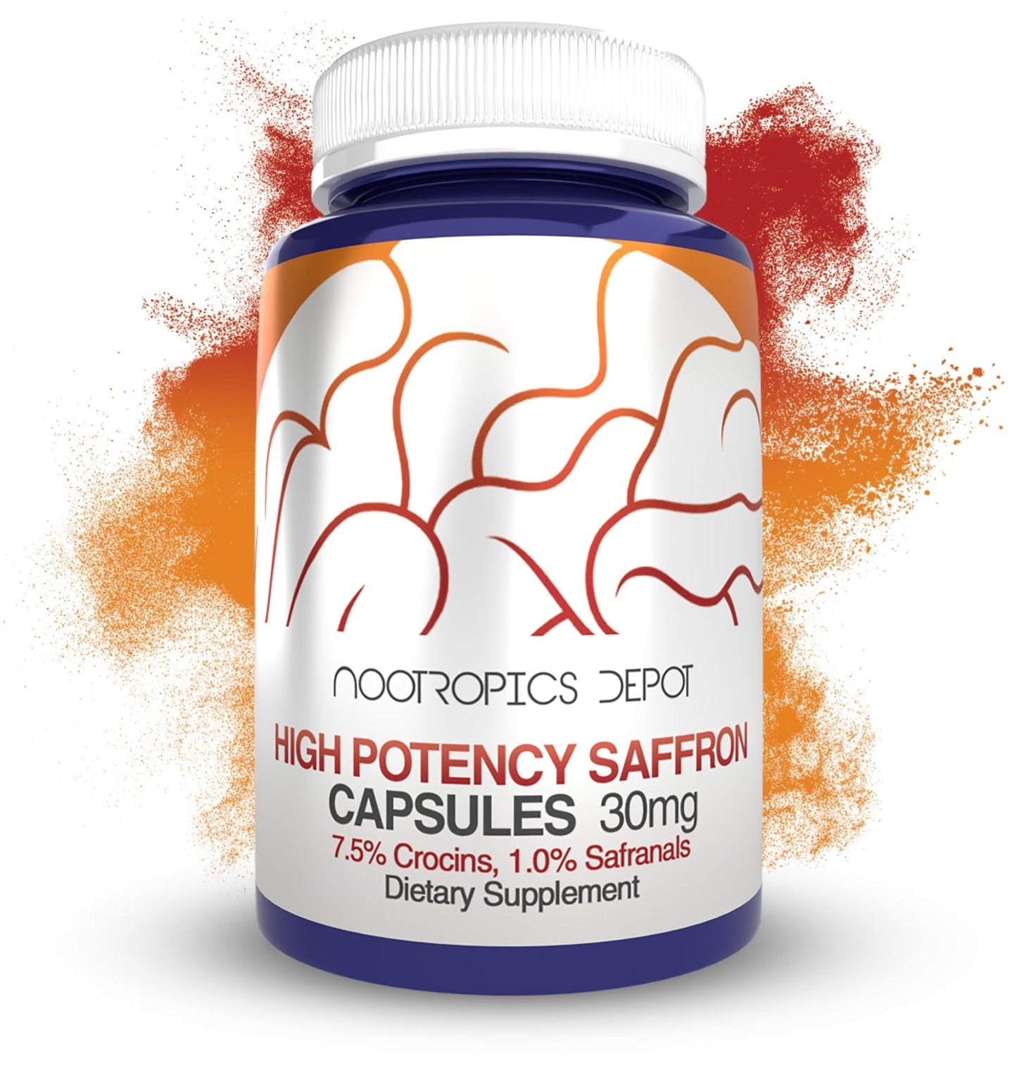 Nootropics Depot High Potency Saffron Extract Capsules | 30mg | Minimum 7.5% Crocins and 1% Safranals | Crocus sativus | 60 ct - Maple Wellness Supplements