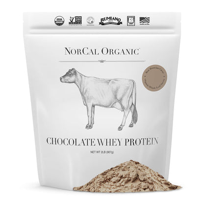 NorCal Organic Chocolate Whey Protein - 2lbs | 100% USA Grass-Fed, USDA Certified - Maple Wellness Supplements