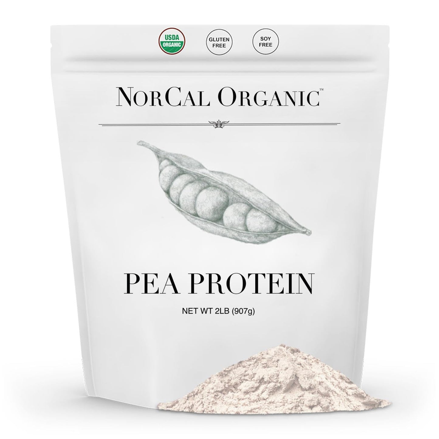 NorCal Organic - Premium Pea Protein Isolate - 100% Vegan and Organic - UNFLAVORED - 2 Pounds (Pack of 1) - 35 Servings - Maple Wellness Supplements