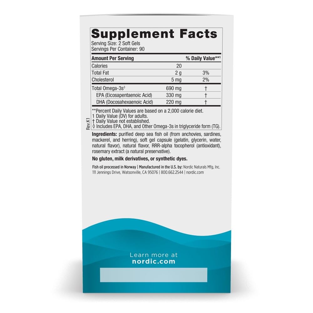Nordic Naturals Omega-3, Lemon Flavor - 180 Soft Gels - 690 mg Omega-3 - Fish Oil - EPA & DHA - Immune Support, Brain & Heart Health, Optimal Wellness - Non-GMO - 90 Servings - Maple Wellness Supplements