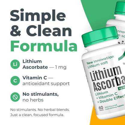 NORMOTIM Lithium Supplement 1 mg Tablets – Non-Drowsy Calm & Focus Support – Memory & Mental Clarity – Fast Dissolve – Compare to Lithium Orotate - Maple Wellness Supplements