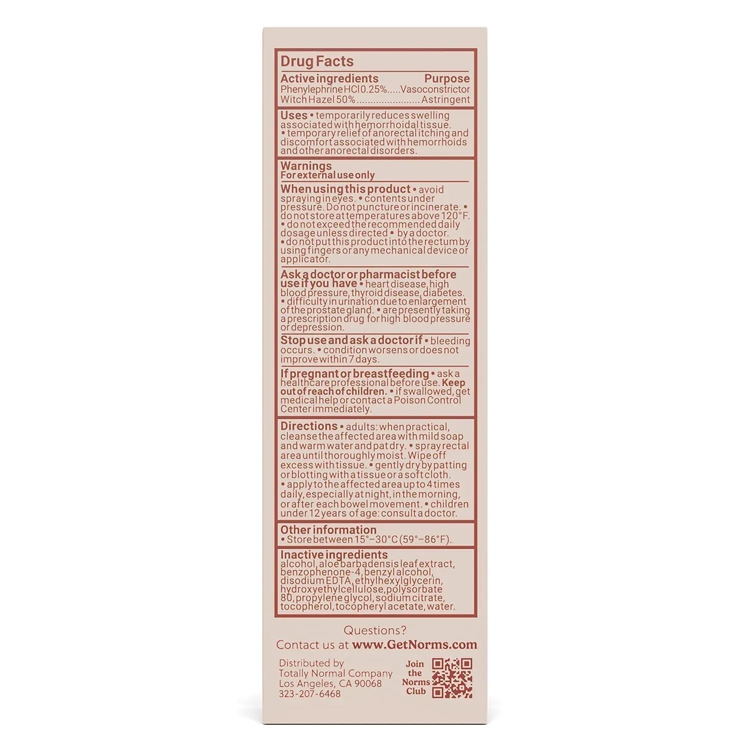 Norms Cooling Hemorrhoid Spray, Maximum Strength Touch-Free Relief with Phenylephrine, Witch Hazel, Aloe, Shrinks Swelling, Calms Itching, Soothes on Contact, 3oz Spray - Maple Wellness Supplements