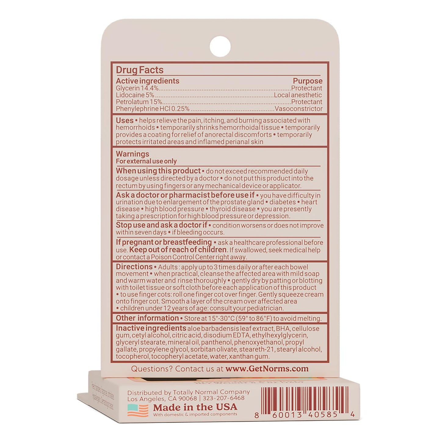 Norms Squeezies Lidocaine Hemorrhoid Cream, Discreet Single Use Travel Packets, 5% Lidocaine, Phenylephrine, Aloe and Glycerin – Numbing, Soothing & Swelling Relief On the Go, 5 Count - Maple Wellness Supplements