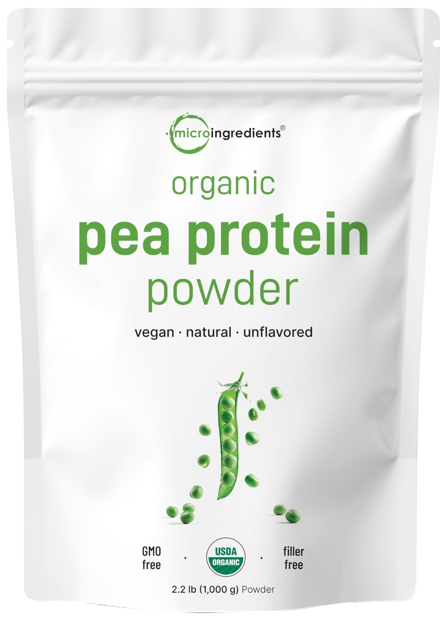 North America Grown, Organic Pea Protein Powder, 1KG (2.2 Pounds) | Plant-Based Vegan Protein, Meatless Protein Supplement, Natural Branched Chain Amino Acids | Non-GMO, Soy Free - Maple Wellness Supplements