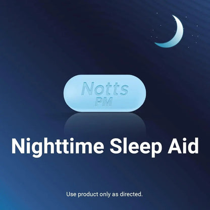 NOTTS PM Extra Strength Pain Relief & Sleep Aid, 500mg Acetaminophen & 25mg Diphenhydramine HCl, 50 Caplets for Nighttime Aches, Headaches & Body Pain, Non-Habit Forming (Pack of 2) - Maple Wellness Supplements