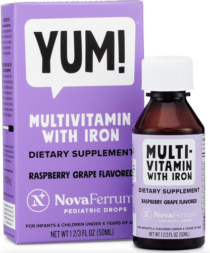 NovaFerrum Yum | Multivitamin with Iron for Infants, Toddlers & Kids Ages 4 & Under | Immune Support | Gluten Free Certified - Maple Wellness Supplements