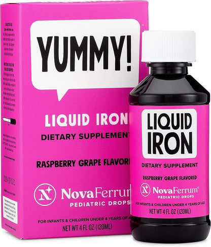 NovaFerrum Yummy | Pediatric Drops Liquid Iron Supplement for Infants and Toddlers | Liquid Iron for Kids | 15mg of Iron Per 1mL Dose | Ages 4 & Under - Maple Wellness Supplements