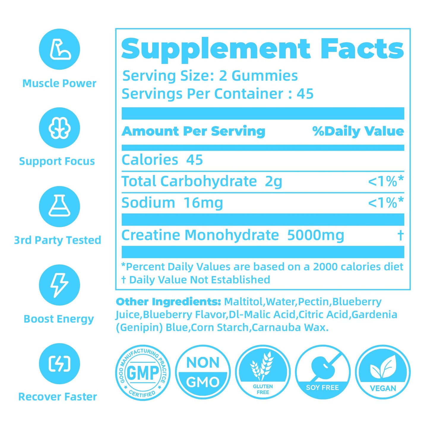 novomins Creatine Monohydrate Gummies 5000mg for Men & Women, Chewables Creatine Monohydrate for Muscle Strength, Muscle Builder, Energy Boost, Pre-Workout Supplement - Maple Wellness Supplements