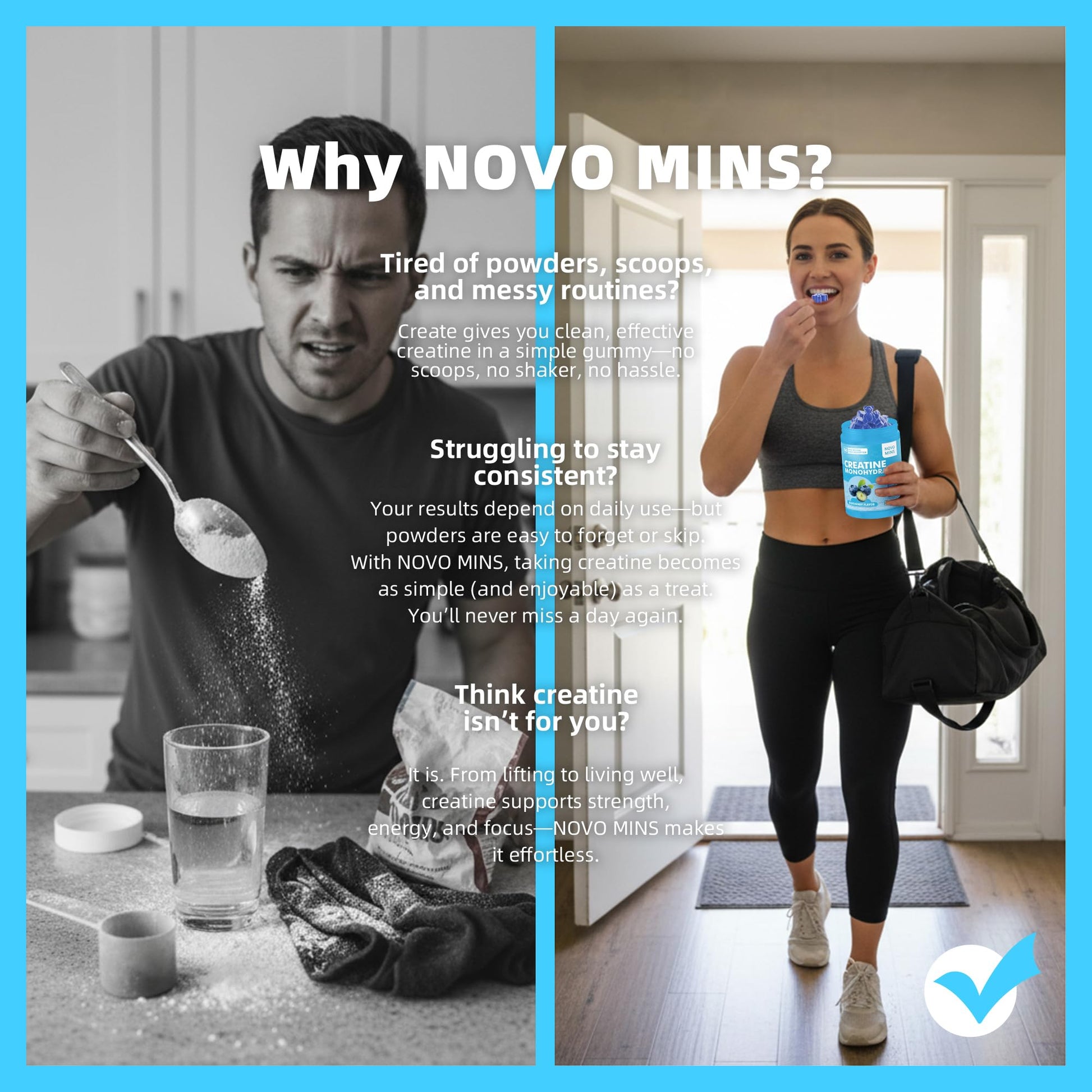 novomins Creatine Monohydrate Gummies 5000mg for Men & Women, Chewables Creatine Monohydrate for Muscle Strength, Muscle Builder, Energy Boost, Pre-Workout Supplement - Maple Wellness Supplements