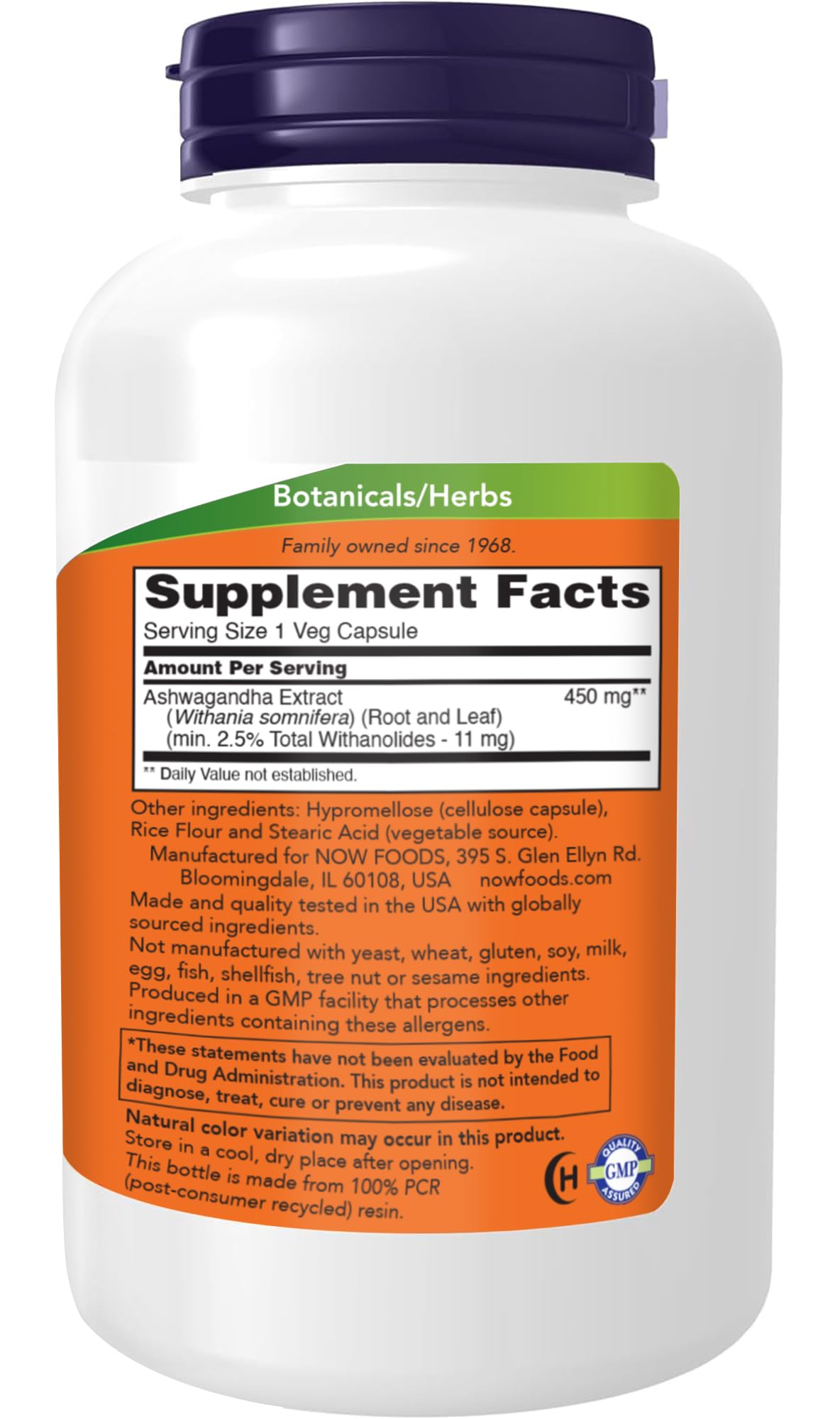 NOW Foods Ashwagandha Extract 450 mg Vegan, Kosher, Non-GMO - 240 Veg Capsules, - Maple Wellness Supplements
