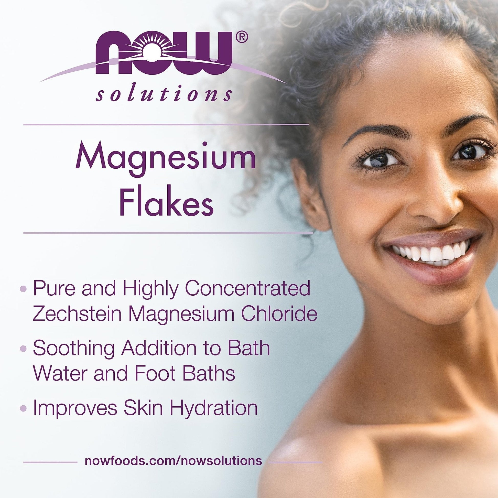 NOW Foods Solutions, Magnesium Flakes, 100% Pure, from the Ancient Zechstein Seabed, Highly Concentrated, 54-Ounce - Maple Wellness Supplements