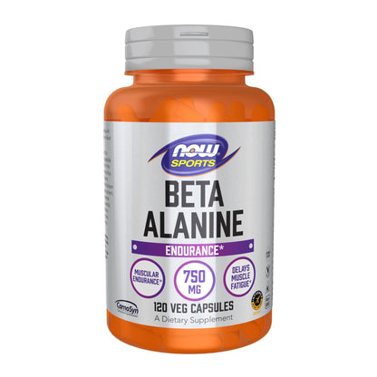 NOW Foods Sports Nutrition, Beta-Alanine 750 mg, Delays Muscle Fatigue*, Endurance*, 120 Veg Capsules - Maple Wellness Supplements