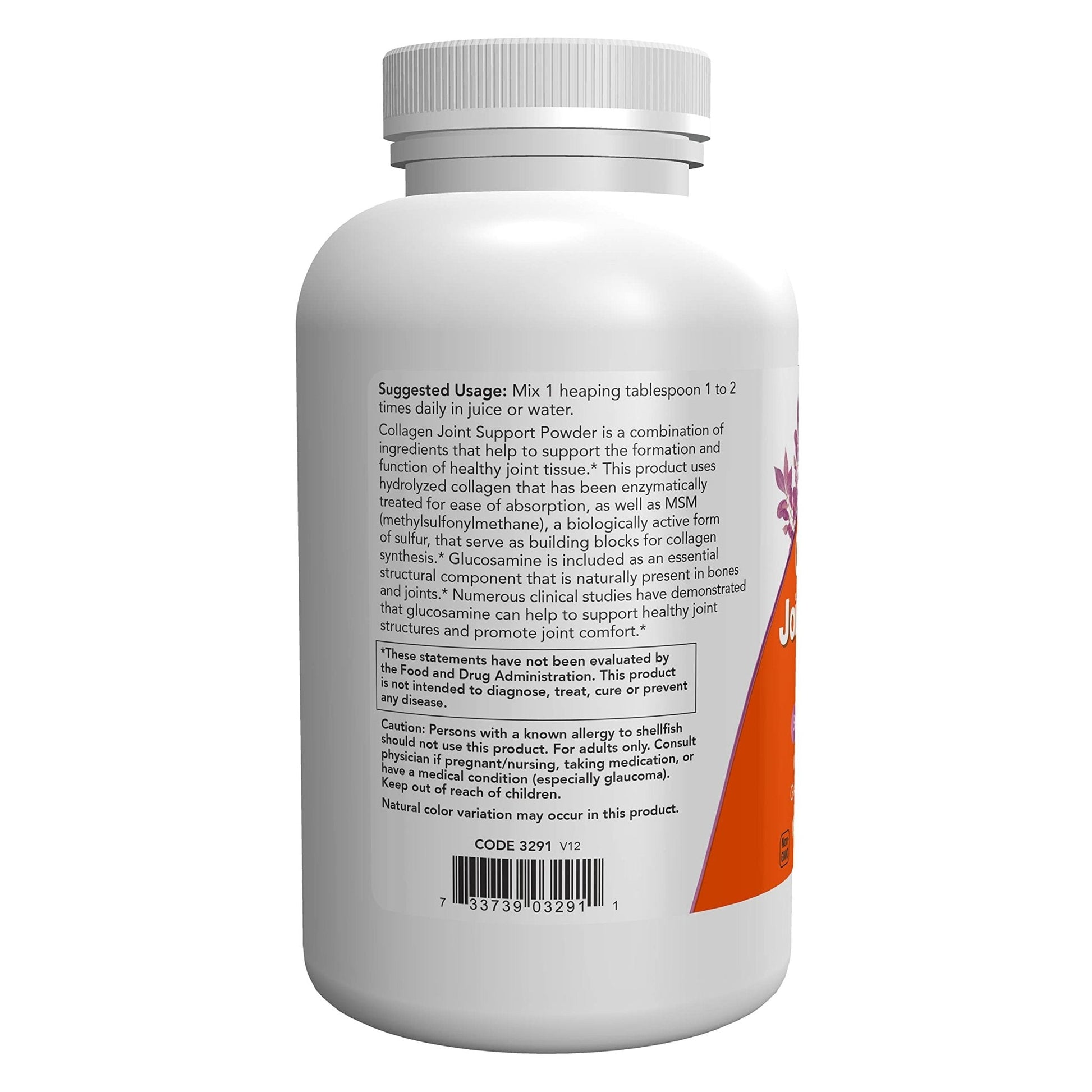 NOW Foods Supplements, Collagen Joint Support™ Powder with Beef Gelatin, Glucosamine Sulfate and MSM, 11-Ounce - Maple Wellness Supplements