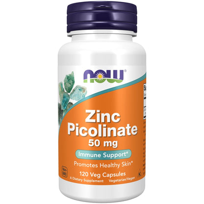 NOW Foods Supplements, Zinc Picolinate 50 mg, Supports Enzyme Functions*, Immune Support*, 120 Veg Capsules (Packaging may vary) - Maple Wellness Supplements