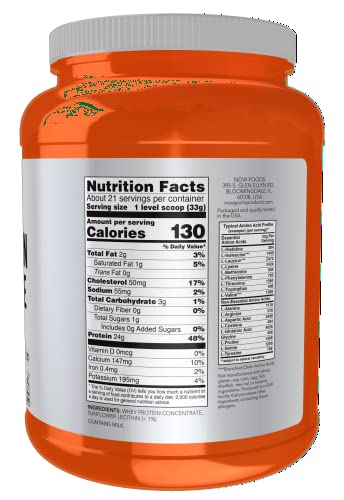 NOW Sports Nutrition, Whey Protein Concentrate, 24 g With BCAAs, Unflavored Powder - Maple Wellness Supplements